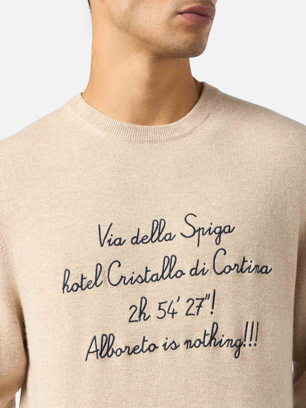 Maglione Heron Light con ricamo Via della Spiga...| VACANZE DI NATALE EDIZIONE SPECIALE 