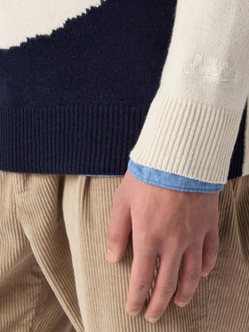 Crewneck sweater Heron with St. Moritz postcard jacquard