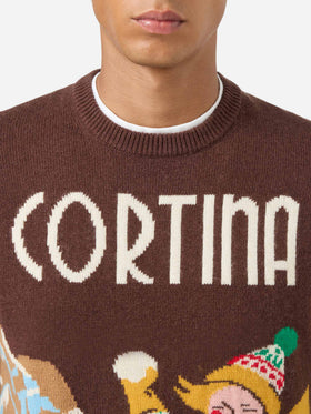 Rundhals-Pullover mit Cortina-Postkarten-Jacquard 