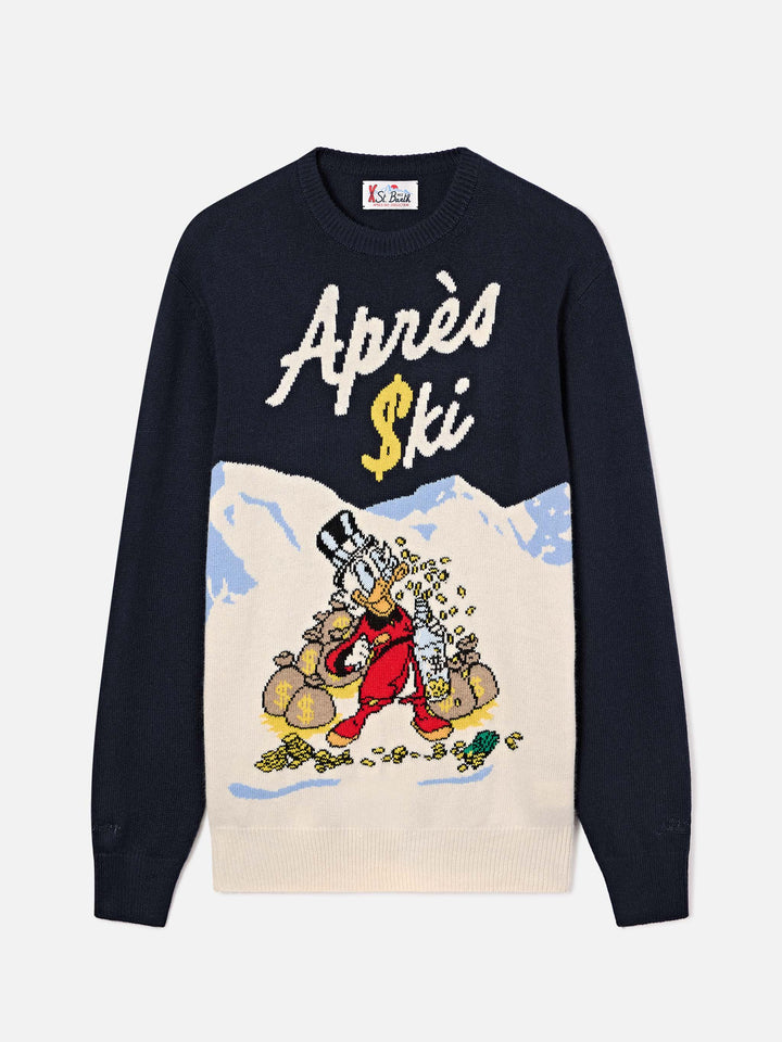 Jersey de punto con cuello redondo Heron en azul marino blue con intarsia de Scrooge McDuck | Special edition 
