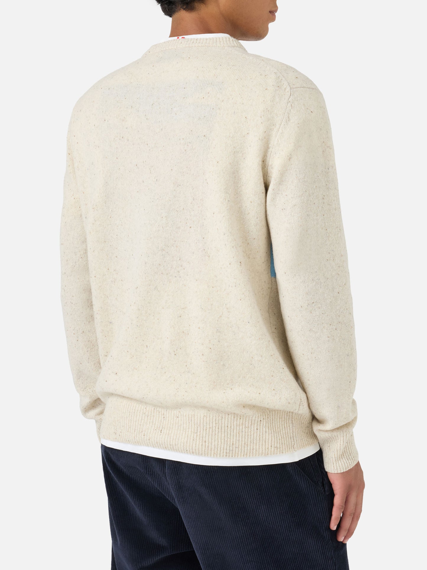 Weißer Pullover Heron mit St. Moritz-Postkartenmotiv 