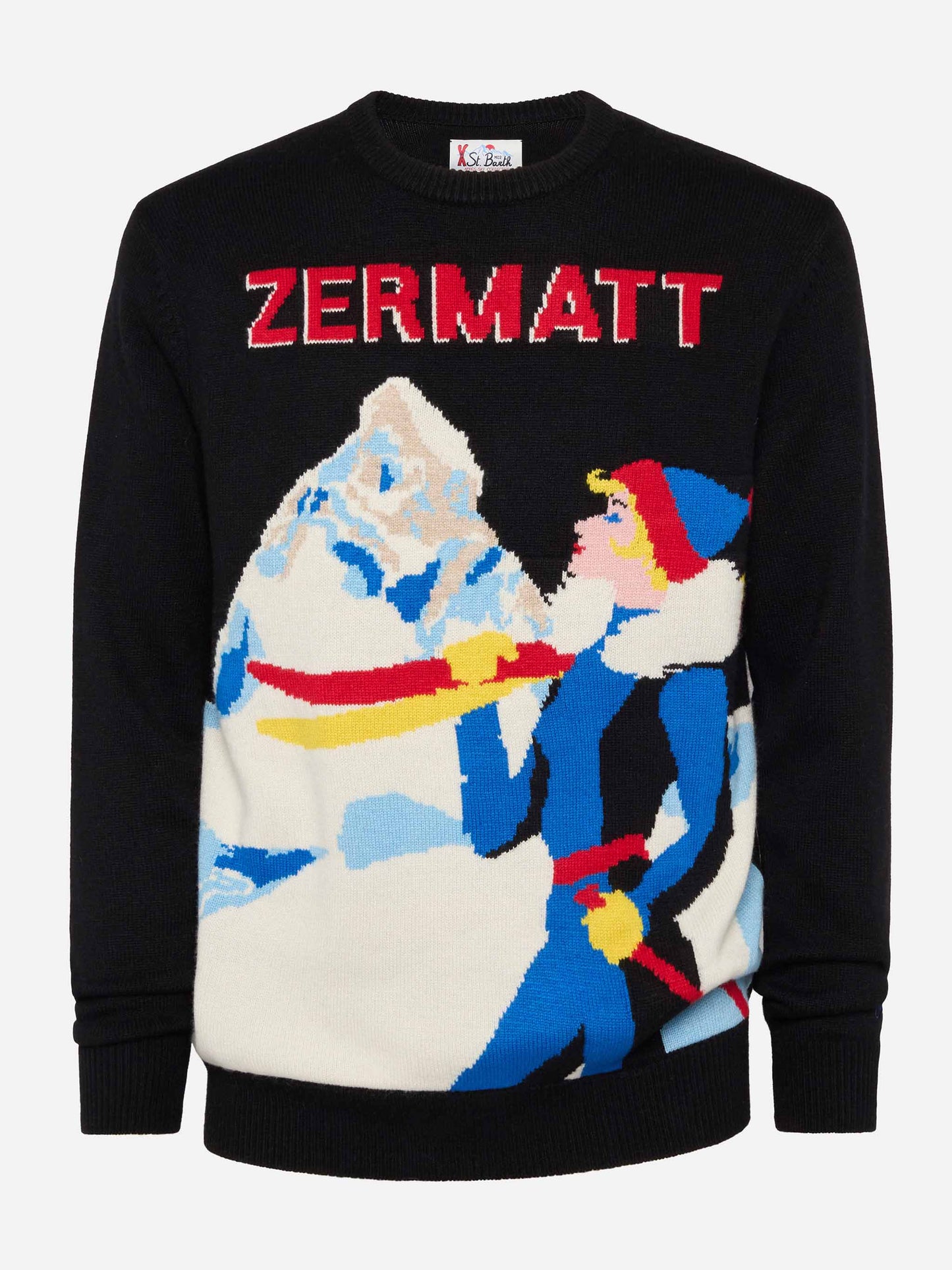 Rundhalspullover Heron mit Zermatt-Postkarten-Jacquard