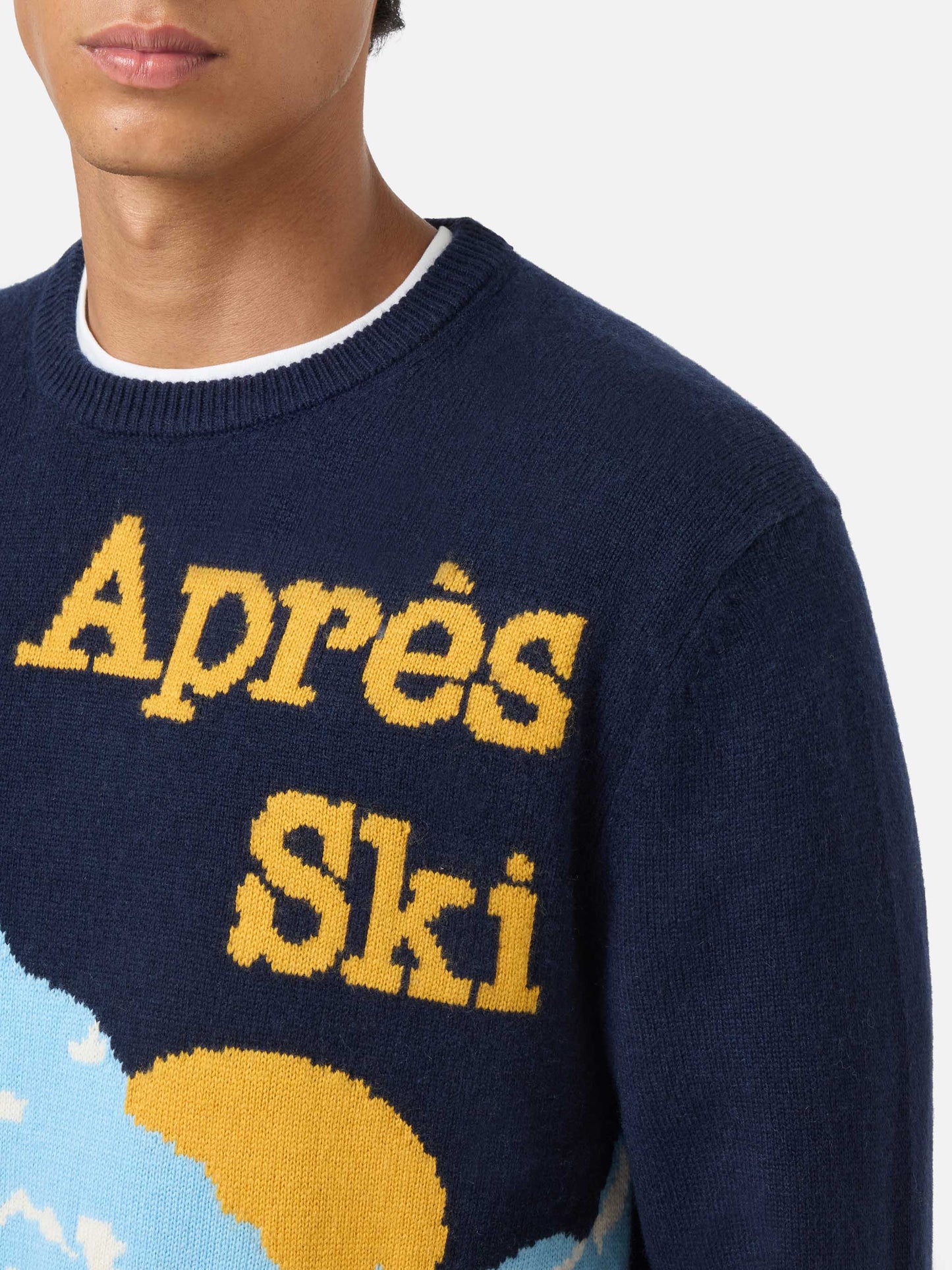 Maglione girocollo con cartolina jacquard
