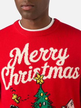 Roter Heron Rundhals-Strickpullover mit Merry Christmas-Intarsie | Special edition 