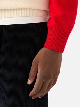 Roter Heron Rundhals-Strickpullover mit Merry Christmas-Intarsie | Special edition 