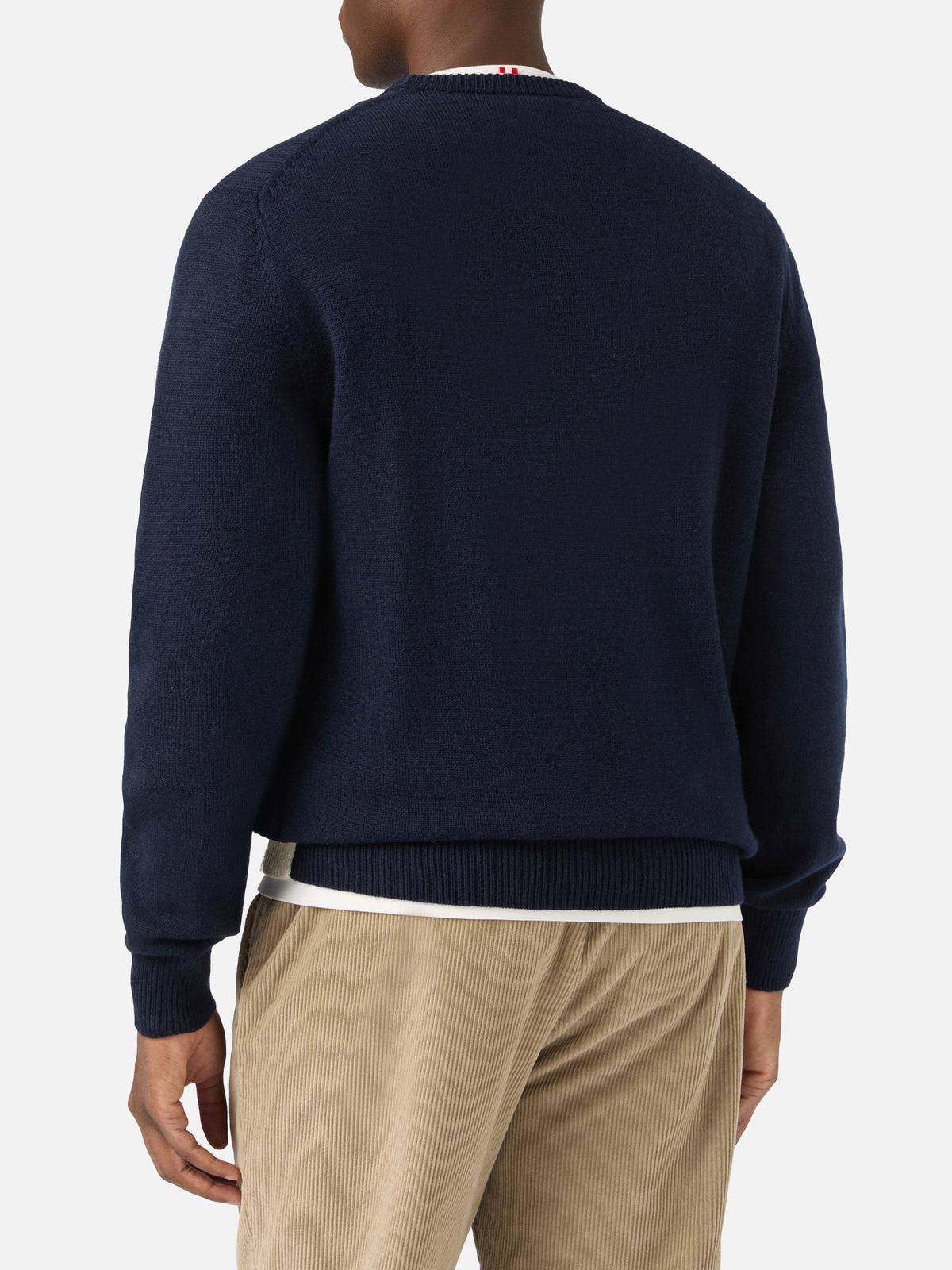 Jersey de punto con cuello redondo Heron en Navy blue con intarsia Snoopy Cortina | Special edition 