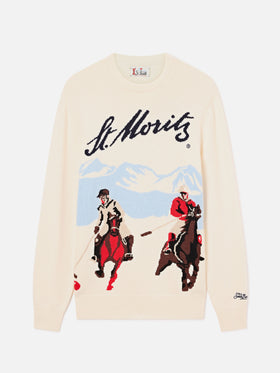 Grey Heron crewneck knit with St. Moritz intarsia | Special edition