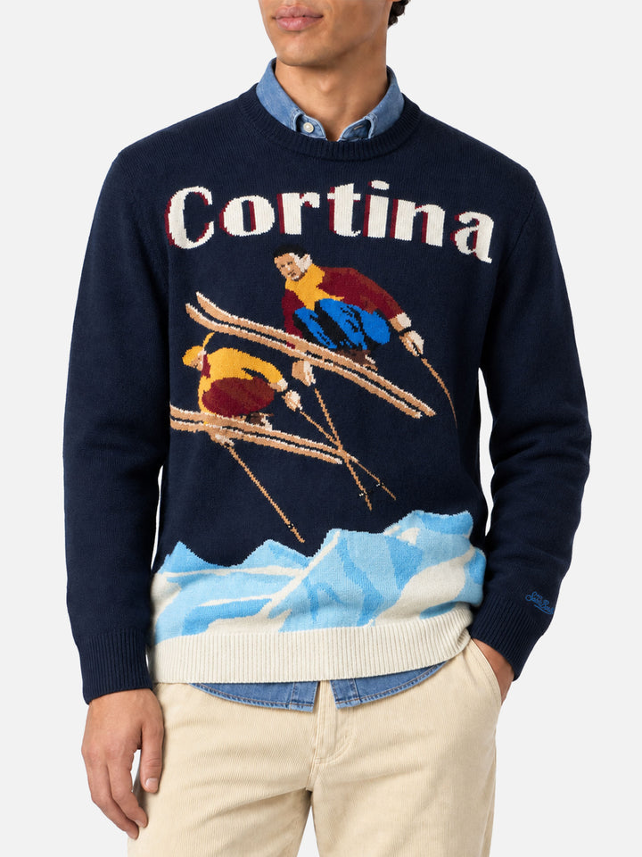 Rundhalspullover Heron mit Cortina-Postkarten-Jacquard 