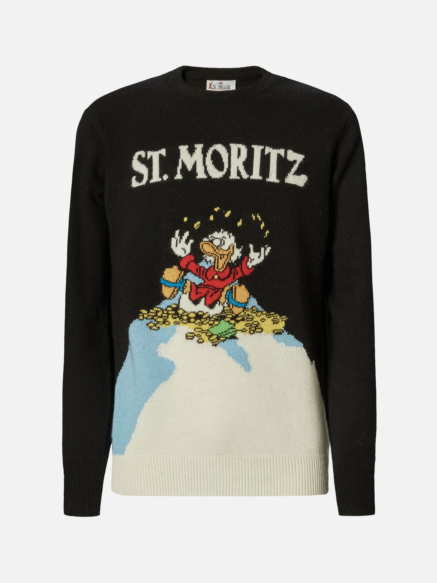 Maglione Heron nero con jacquard Zio Paperone St. Moritz