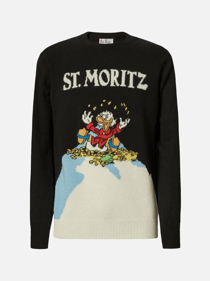 Maglione Heron nero con jacquard Zio Paperone St. Moritz