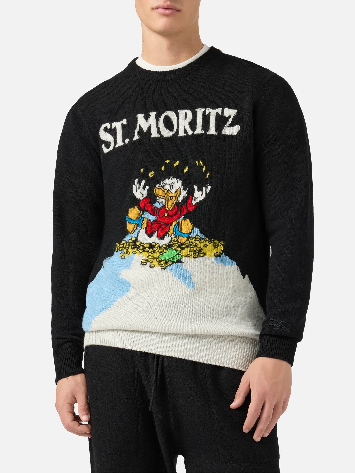 Heron crewneck in black with Uncle Scrooge St. Moritz jacquard | DISNEY SPECIAL EDITION
