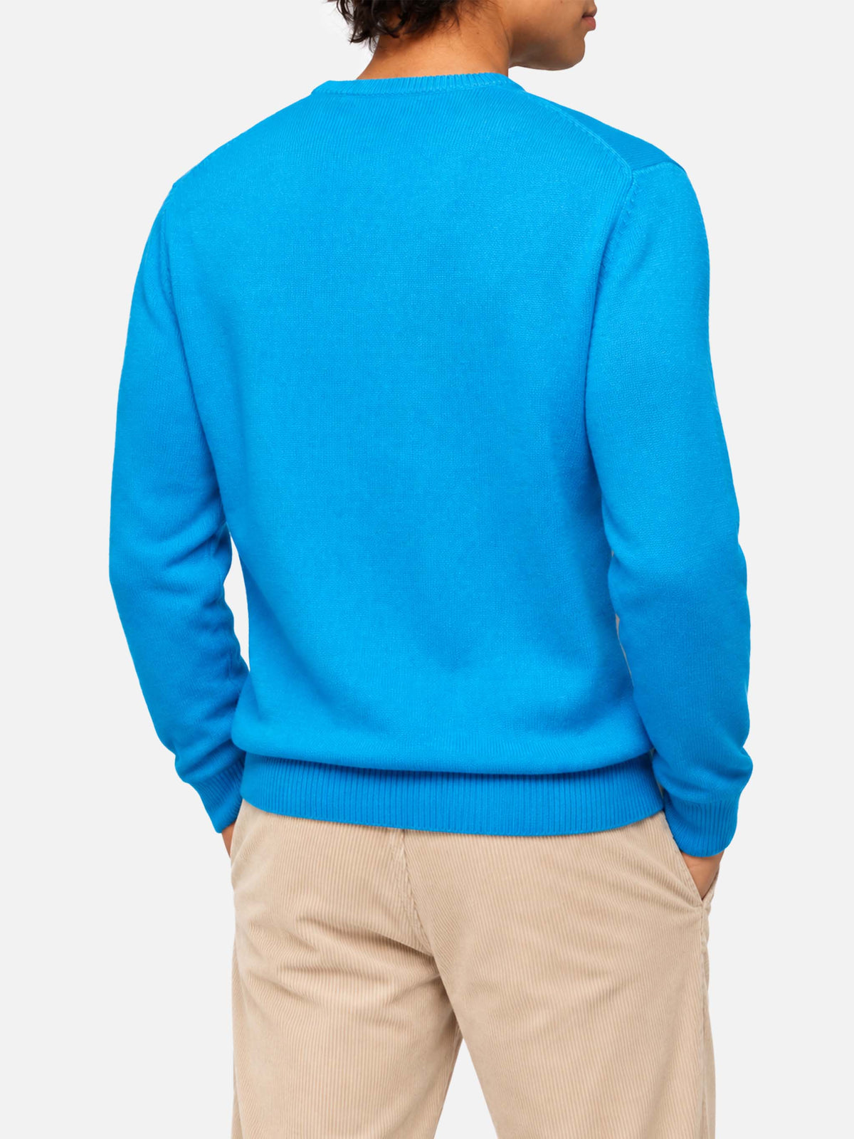 Heron crewneck sweater with Courma postcard jacquard