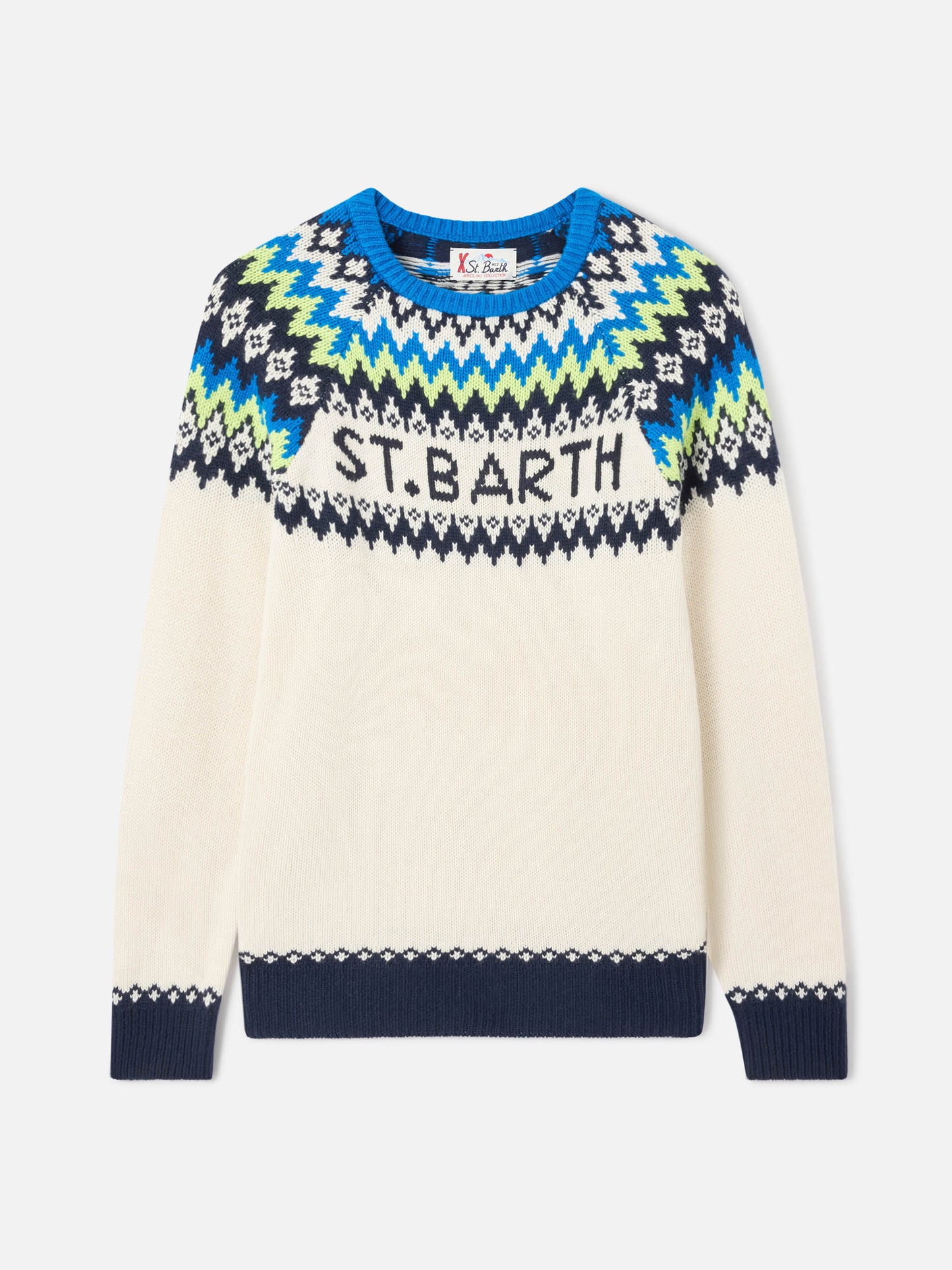 Crewneck sweater Heron with fair-isle jacquard