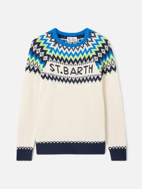 Crewneck sweater Heron with fair-isle jacquard