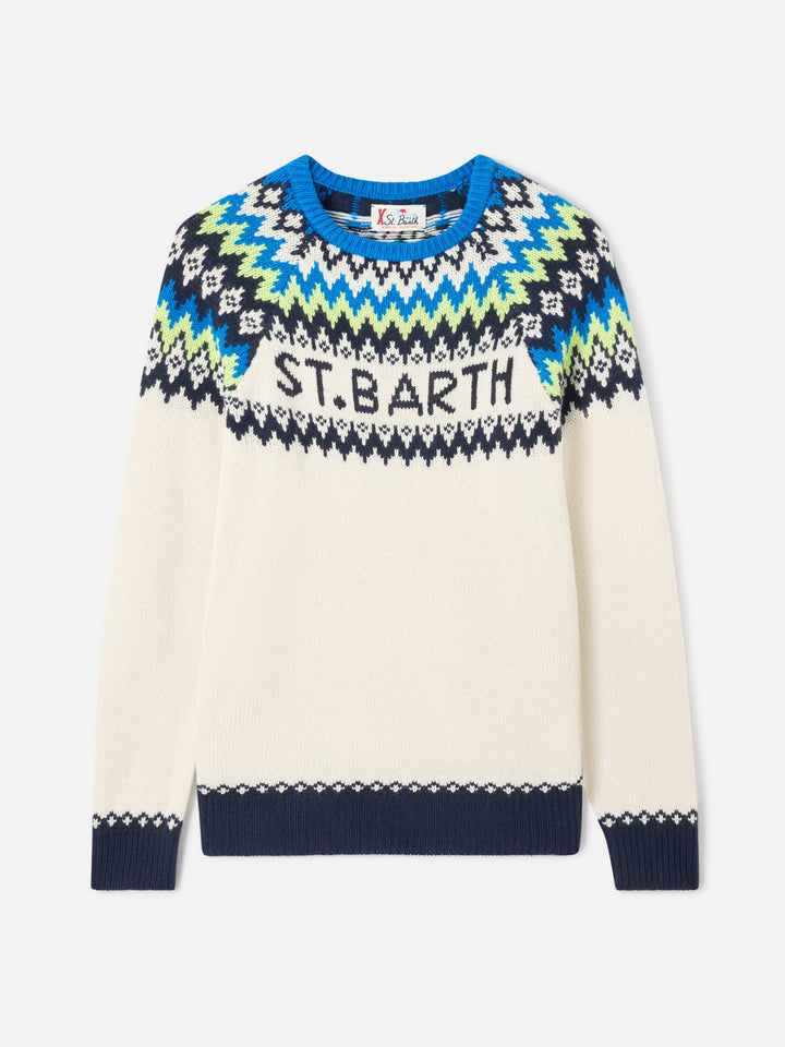 Maglia Heron Nordic bianco panna con jacquard nordico