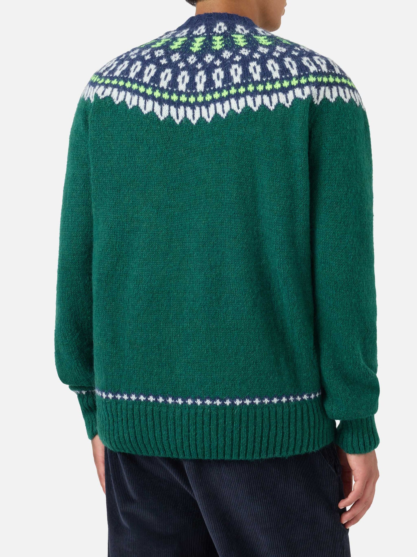 Alpaca sweater Heron Nordic Soft with fair isle jacquard and Courma embroidery