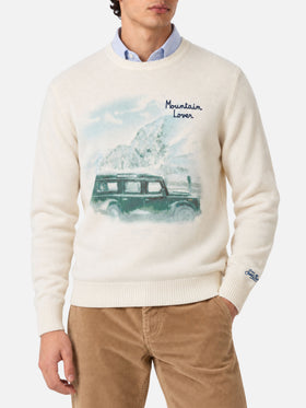 Suéter de cuello redondo Heron con estampado y bordado Mountain lover 