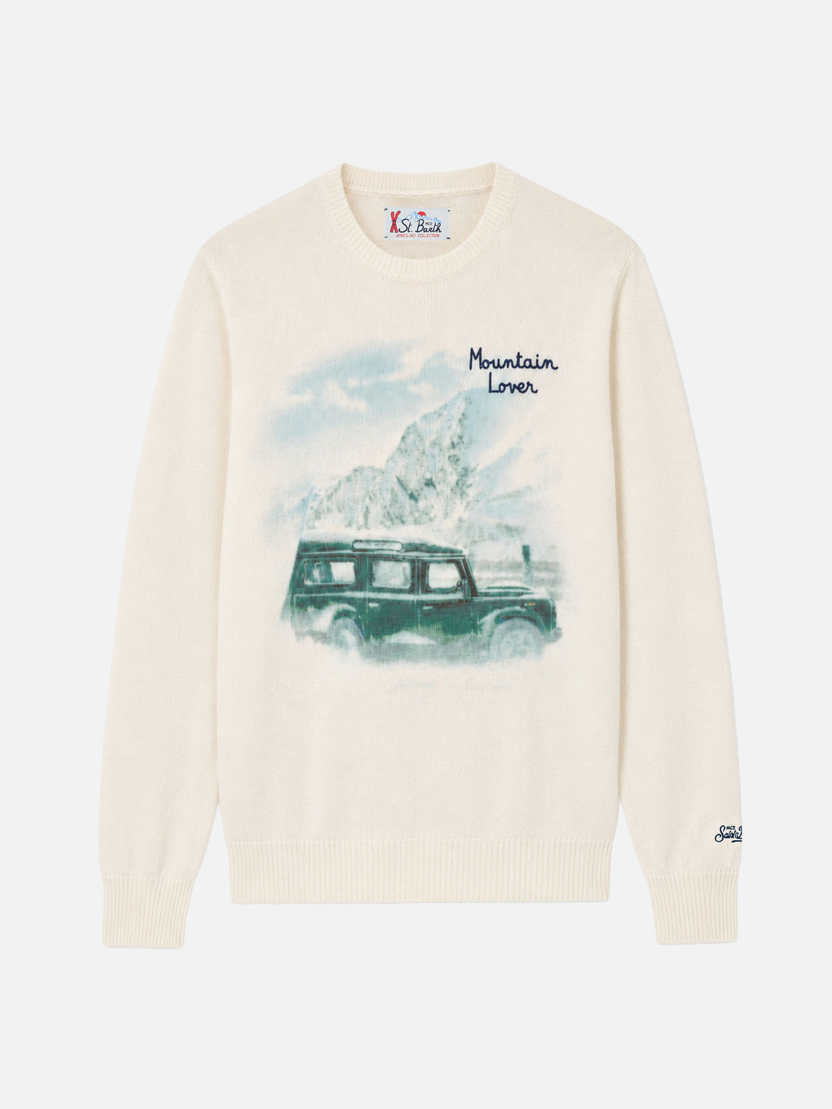 Suéter de cuello redondo Heron con estampado y bordado Mountain lover 