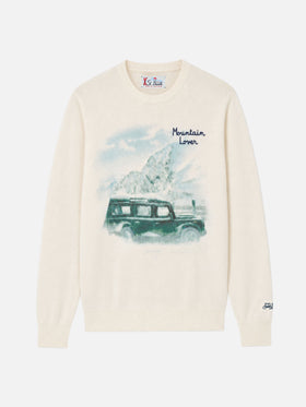 Suéter de cuello redondo Heron con estampado y bordado Mountain lover 