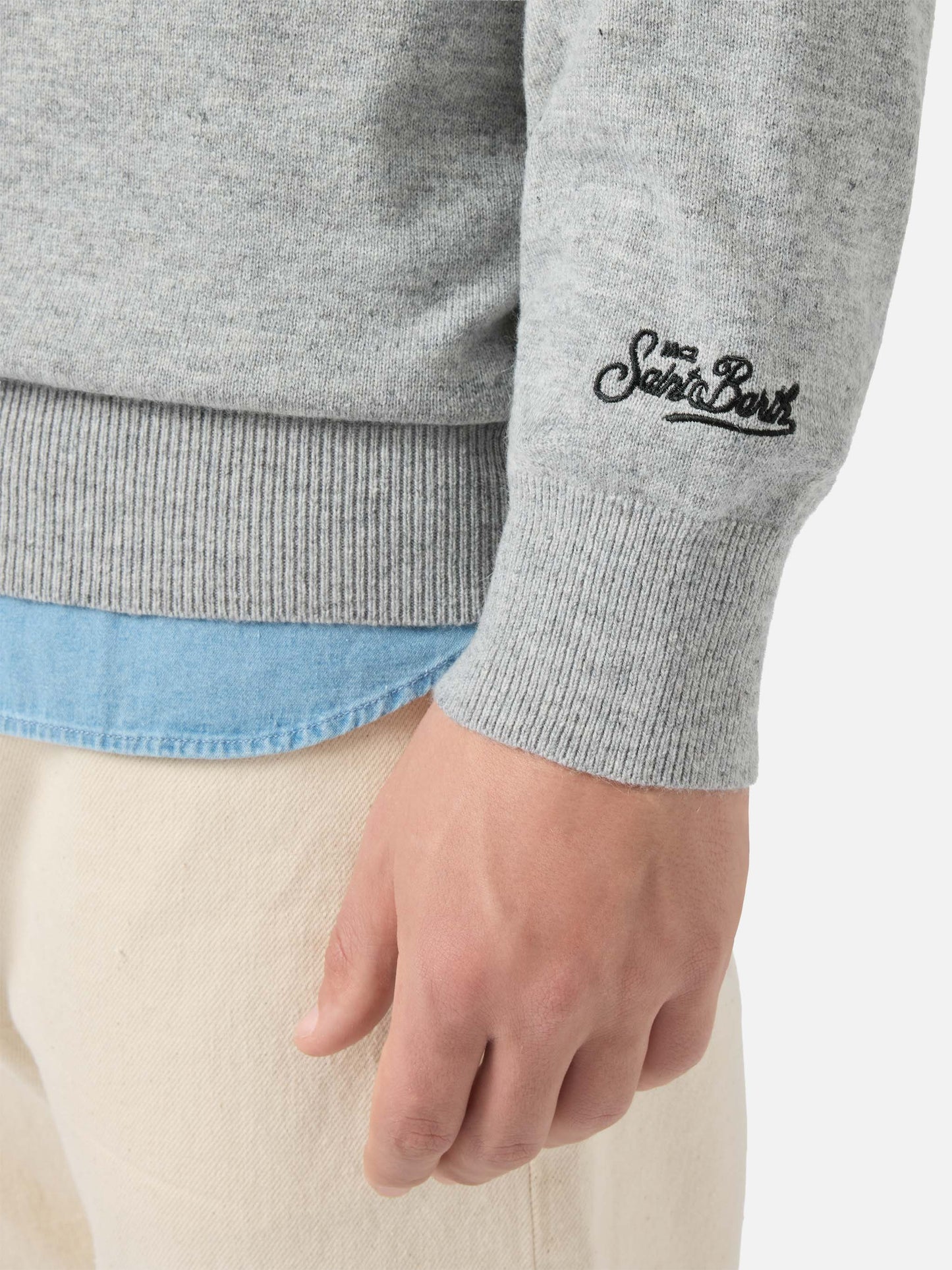 Maglione a girocollo Heron Light con ricamo Life is too short for sport