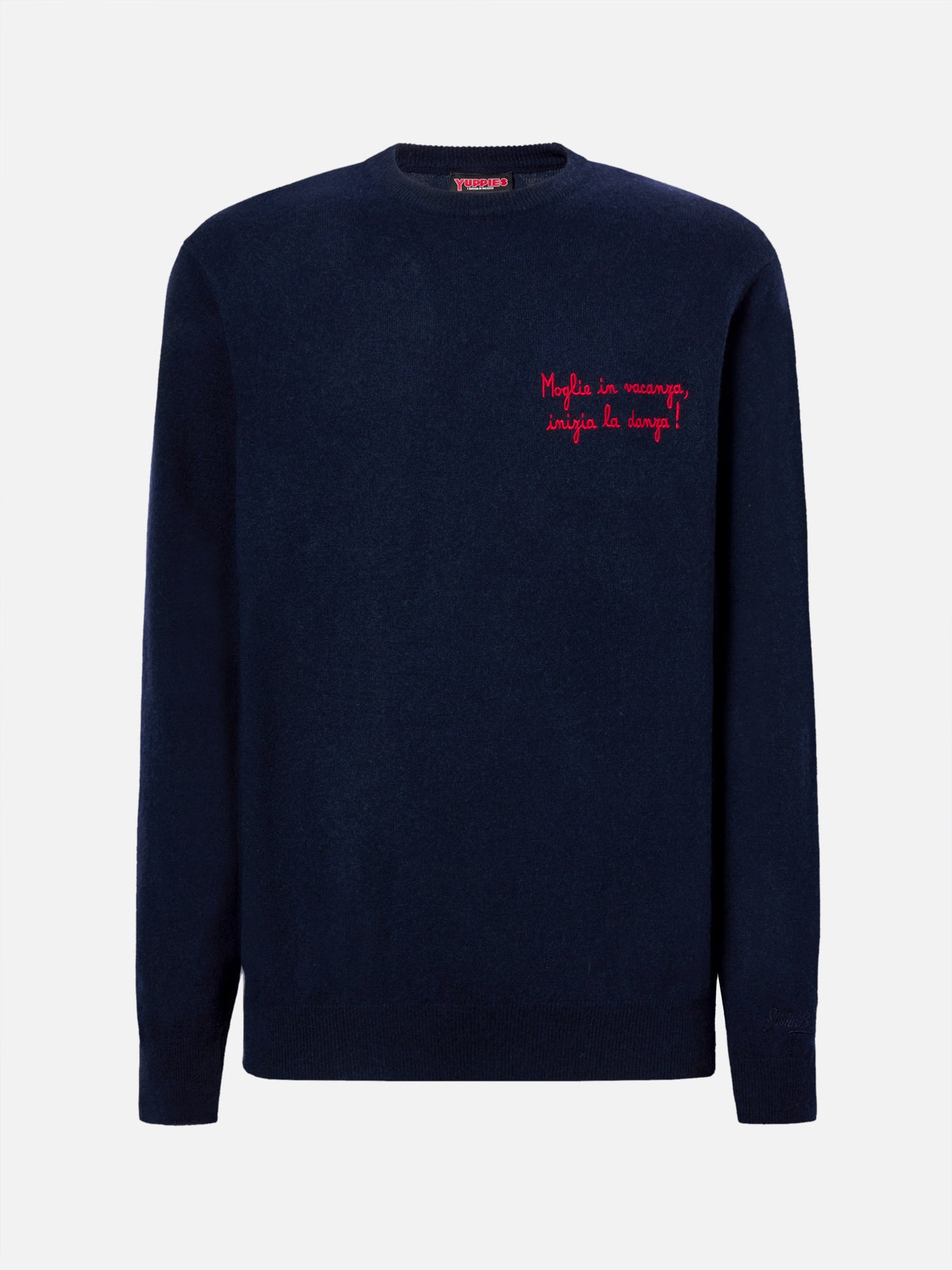 Maglione a girocollo Heron Light con ricamo Moglie in vacanza inizia la danza | YUPPIES SPECIAL EDITION