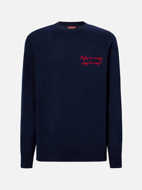 Maglione a girocollo Heron Light con ricamo Moglie in vacanza inizia la danza | YUPPIES SPECIAL EDITION