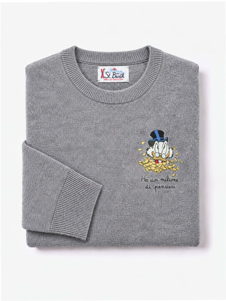 Girocollo grigio melange Heron Light con ricamo a cuore Zio Paperone | Special Edition