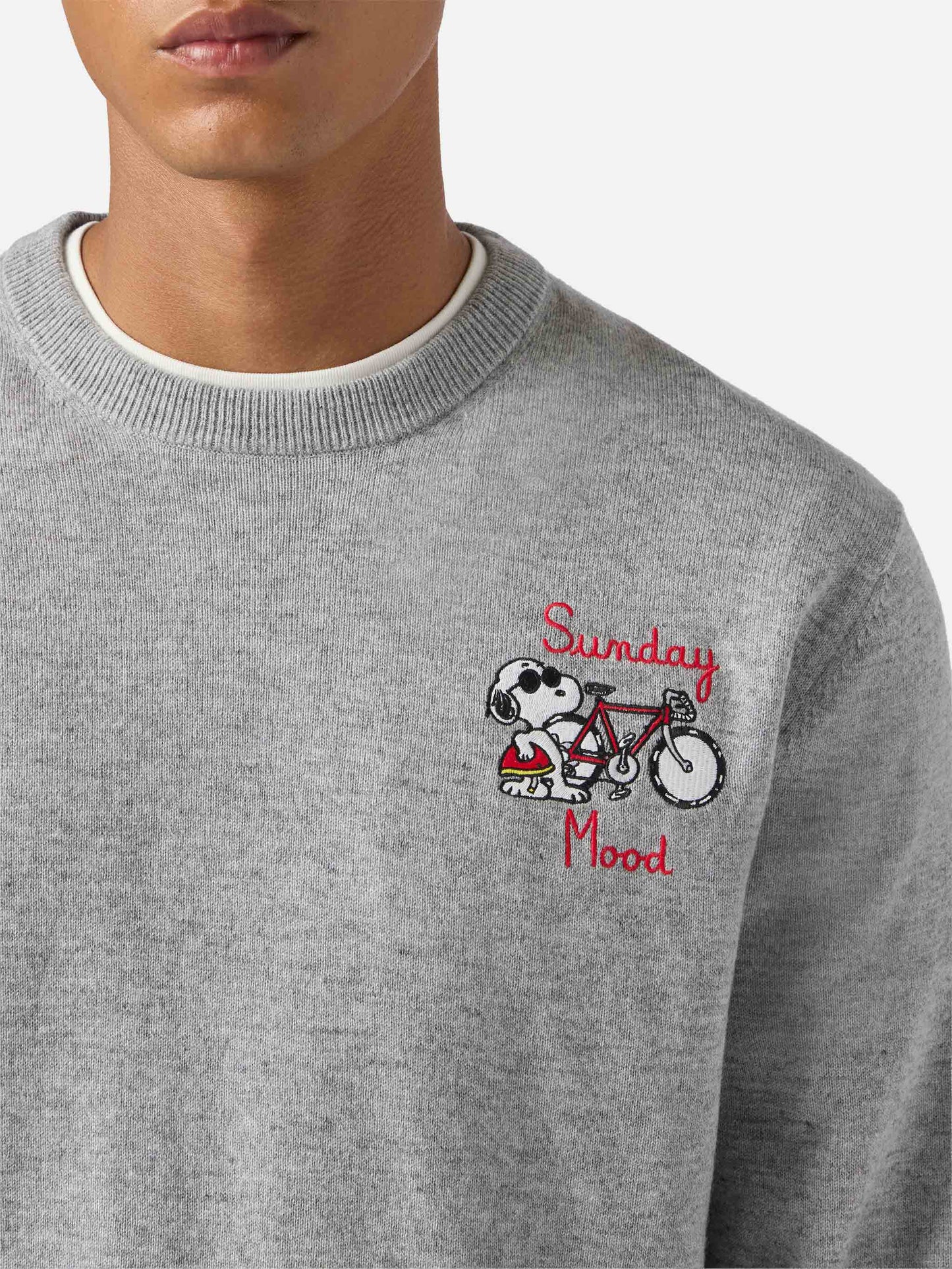 Maglione a girocollo Heron Light con ricamo Snoopy Sunday Mood | PEANUTS SPECIAL EDITION
