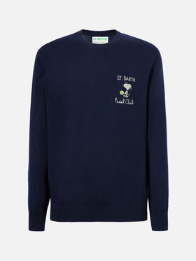 Crewneck sweater Heron Light with Snoopy padel champ embroidery | PEANUTS SPECIAL EDITION