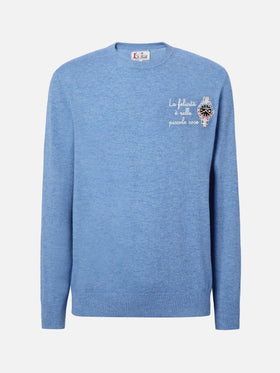 Maglione a girocollo Heron Light con ricamo La felicità è nelle piccole cose