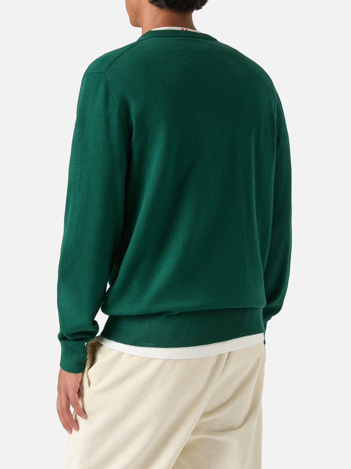 Green Heron Light wool and cashmere blend crewneck with Scrooge McDuck embroidery | Special edition