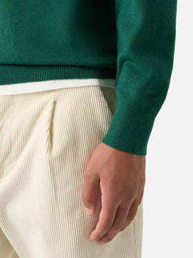 Green Heron Light wool and cashmere blend crewneck with Scrooge McDuck embroidery | Special edition