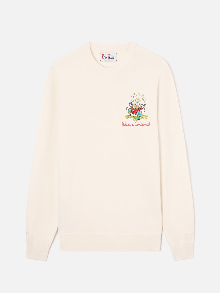 Off white Heron Light wool and cashmere blend crewneck with Scrooge McDuck embroidery | Special edition