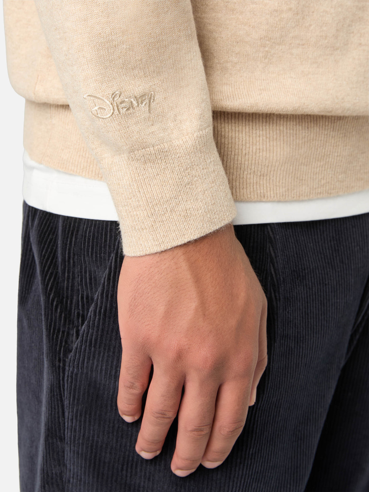 Pull col rond Beige Heron en mélange de laine légère et cachemire avec broderie Scrooge McDuck | Special edition 