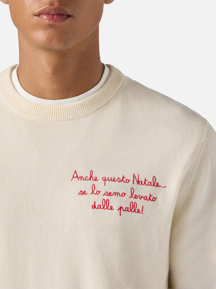 Crewneck sweater Heron Light with Anche questo Natale se lo semo levato dalle palle! embroidery | VACANZE DI NATALE SPECIAL EDITION