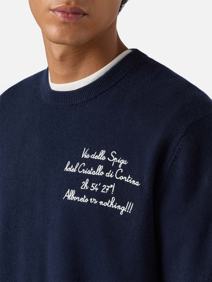 Maglione a girocollo Heron Light con ricamo Via della Spiga… Alboreto is nothing! | VACANZE DI NATALE SPECIAL EDITION