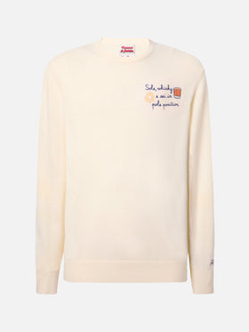 Crewneck sweater Heron Light with Sole, wishky e sei in pole position! embroidery | VACANZE DI NATALE SPECIAL EDITION