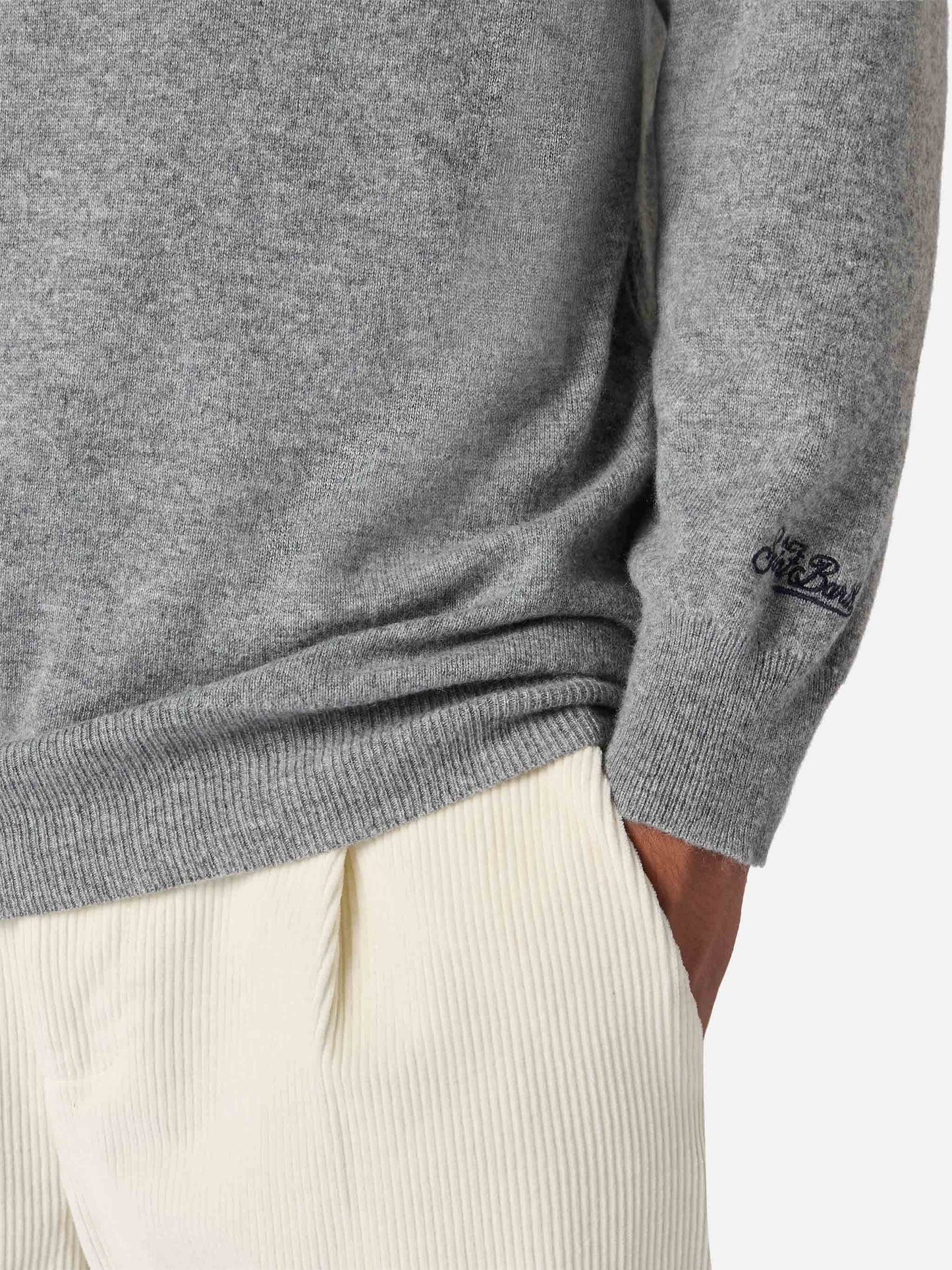 Crewneck sweater Heron Light with Mi me faccio i cassi miei! embroidery | VACANZE DI NATALE SPECIAL EDITION