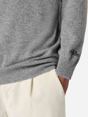 Crewneck sweater Heron Light with Mi me faccio i cassi miei! embroidery | VACANZE DI NATALE SPECIAL EDITION