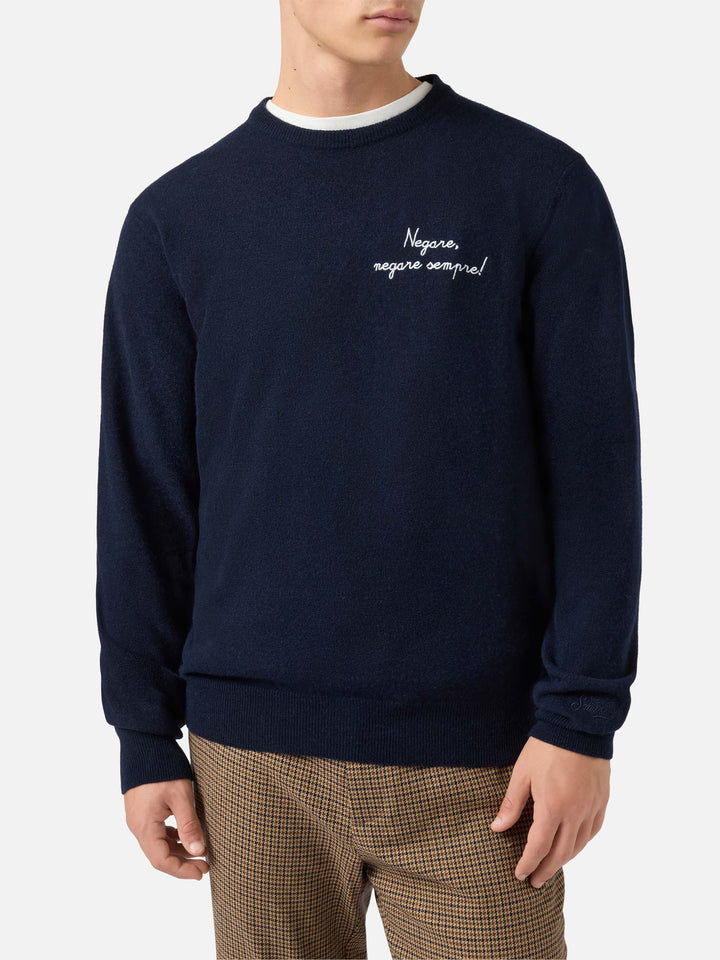 Crewneck sweater Heron Light with Negare, negare sempre! embroidery | VACANZE DI NATALE SPECIAL EDITION