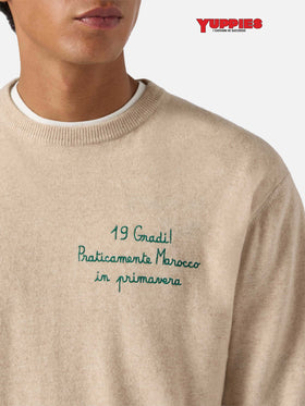 Maglione a girocollo Heron Light con ricamo 19 gradi. Praticamente Marocco in primavera! | YUPPIES SPECIAL EDITION