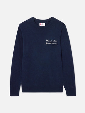 Heron Light Rundhals-Strickware in Navy blue mit Stickerei 