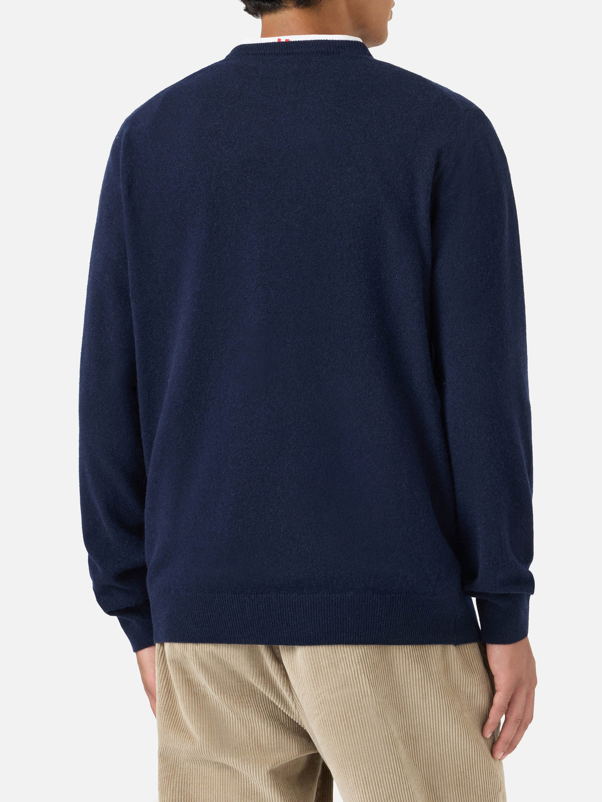 Maglia girocollo Heron Light blu navy in misto lana e cashmere con ricamo Nothing Is Certain | Special edition
