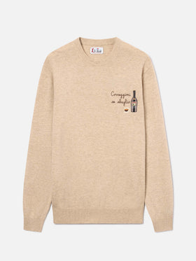 Beige Heron Light wool and cashmere blend crewneck with Baileys embroidery | Special edition