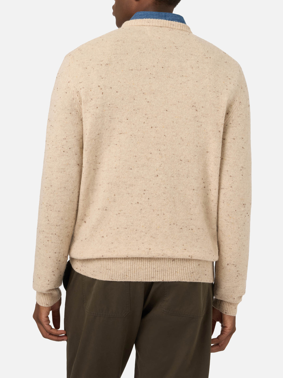 Grey Heron Donegal knit crewneck with poodle patch