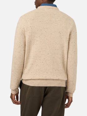Grey Heron Donegal knit crewneck with poodle patch