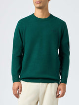 Maglia da uomo girocollo verde con ricamo St. Barth