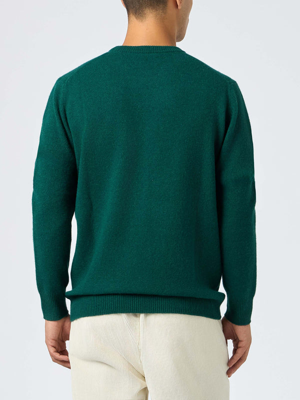 Maglia da uomo girocollo verde con ricamo St. Barth