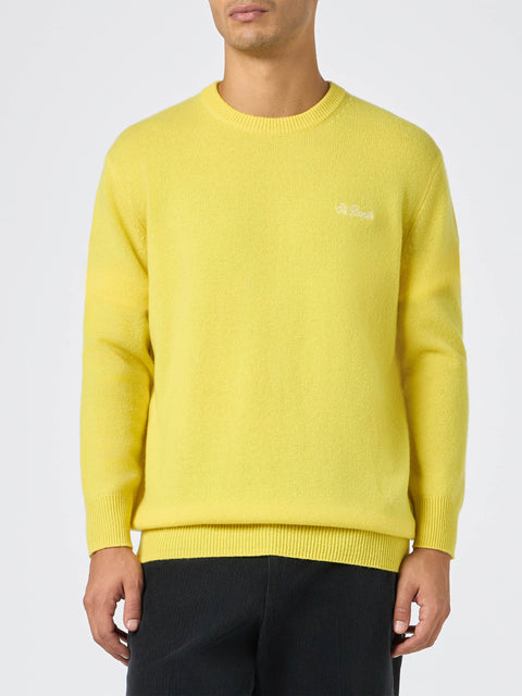Man crewneck yellow sweater with St. Barth embroidery - MC2 Saint Barth