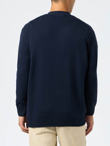 Man navy blue cashmere blend cardigan sweater Herrison